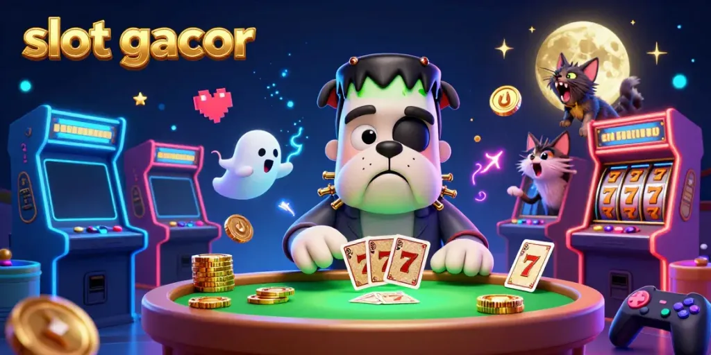 Experience thrilling slot gacor action with vibrant characters, lively games, and big jackpots in this unique casino illustration.