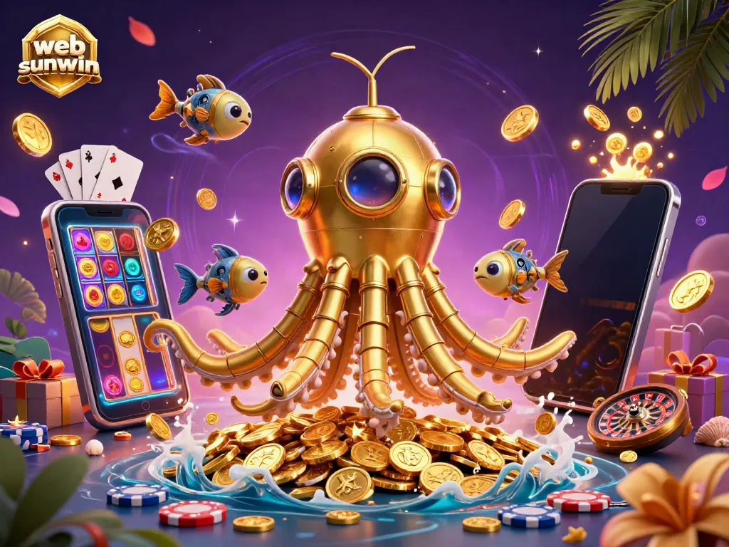 Play games and win big with web sunwin in this vibrant casino-themed illustration.