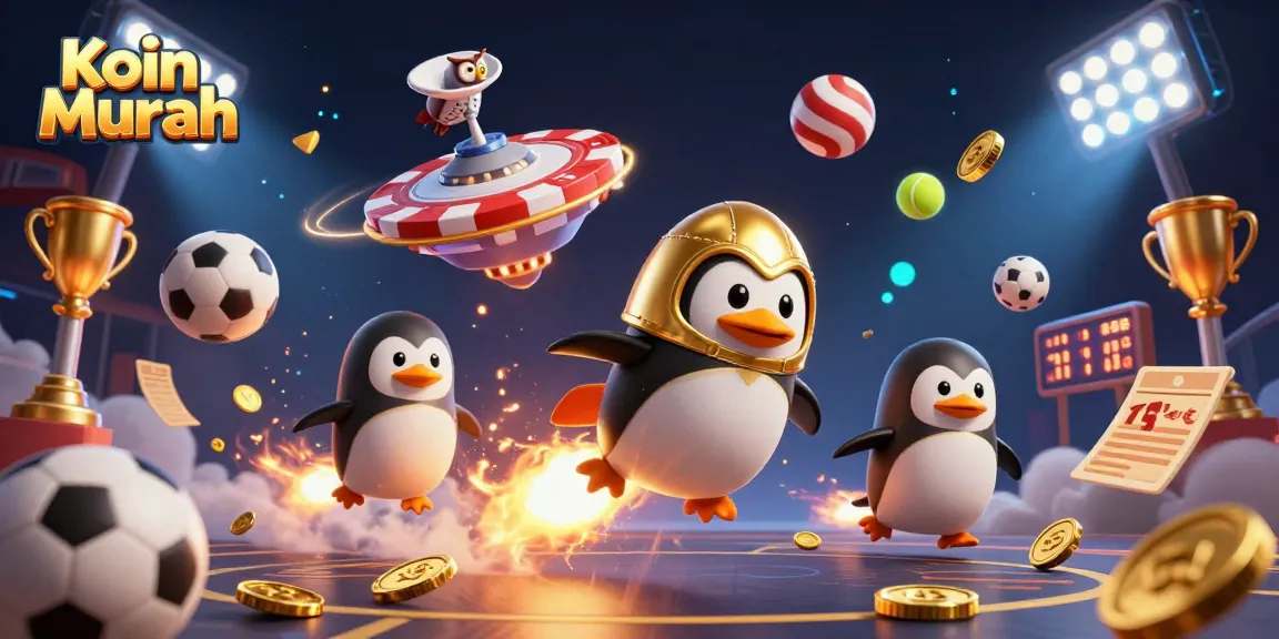 Mengisi Koin Murah untuk permainan online dengan penguin emas dan unsur kasino dinamis