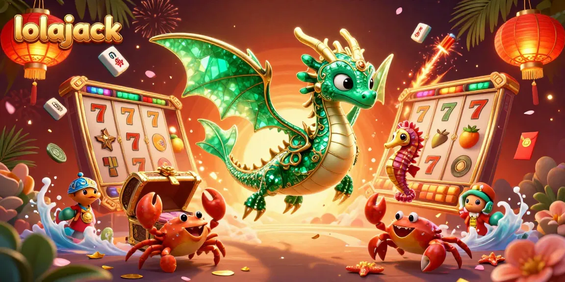 Experience the thrill of lolajack casino with vibrant games and treasures in this captivating scene.